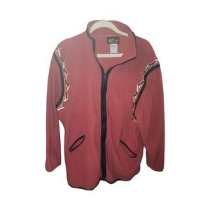 Bob Mackie Wearable Art Fleece Beaded jacket Red Size L